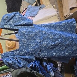 Made in China! 1.pocket super cute floral dress medium elastic back  bit stretch